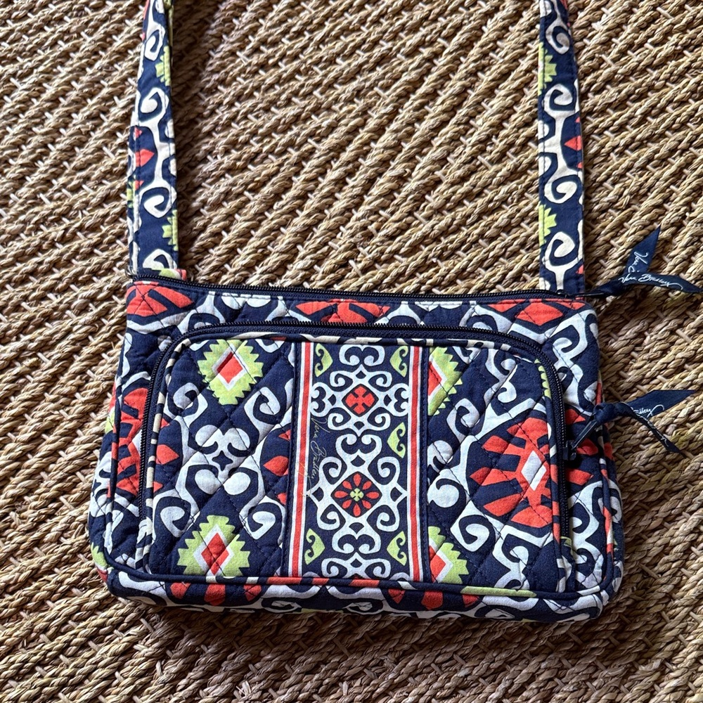 Vera Bradley Navy Crossbody with Red, Navy and Lime Pattern